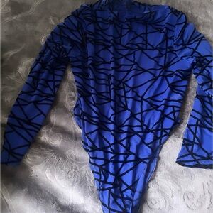 SHEIN Blue and Black Geometric Bodysuit